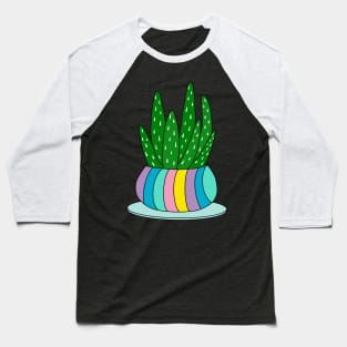 Cute Cactus Design #109: Aloe Vera Succulent In A Cute Candy Colored Pot Baseball T-Shirt